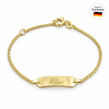 Baby-Armband Gold Panzer mit Gravur