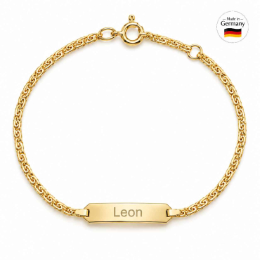 Baby-Armband Echt Gold S-Panzer mit Gravur