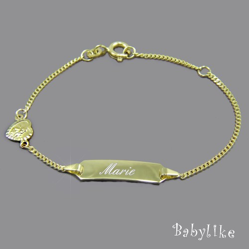 Babyschmuck - Baby-Armband Gold mit Herz-Schutzengel